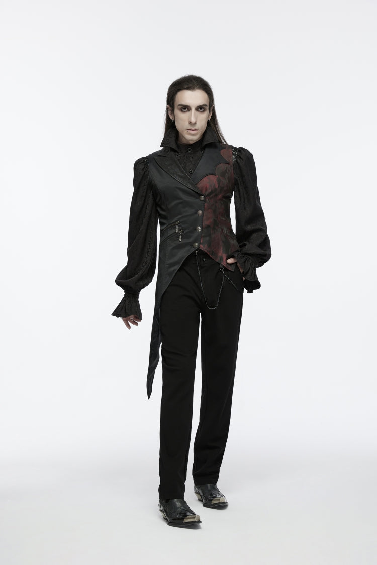 Embroidery Lace Asymmetric Gothic Sleeveless Vest for Men