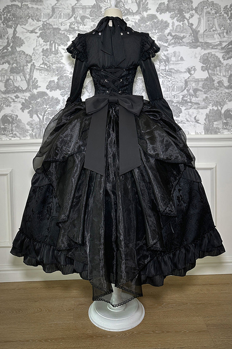 Halterneck Ruffle Bow Gothic Lolita Dress with Drawstring, Mystery Doll Theme, 4 Colors