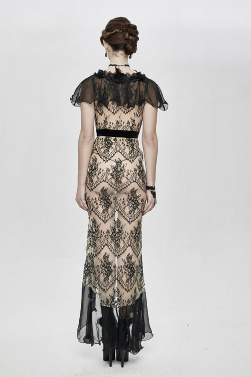 Sheer Chiffon Long Split Sleeve Gothic Maxi Dress