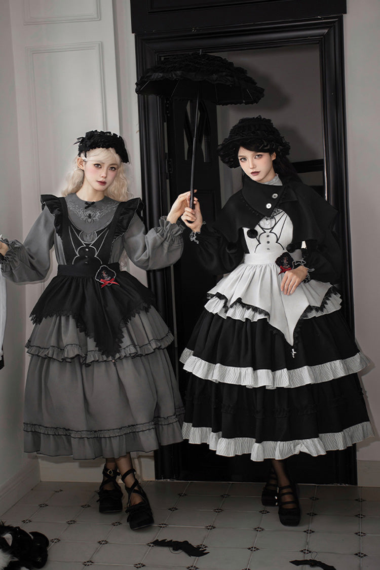 Castle Night Long Sleeved Ruffled Embroidered Gothic Lolita Dress