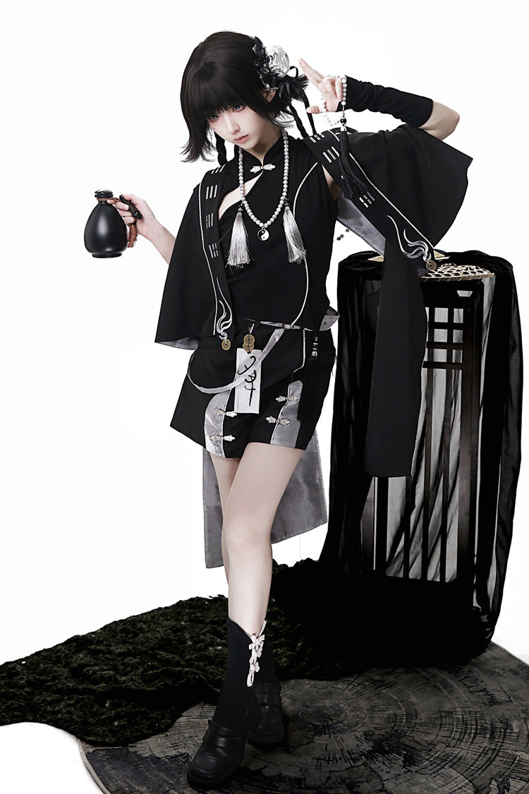 Sleeveless Chinese Style Ouji Lolita Set - Black
