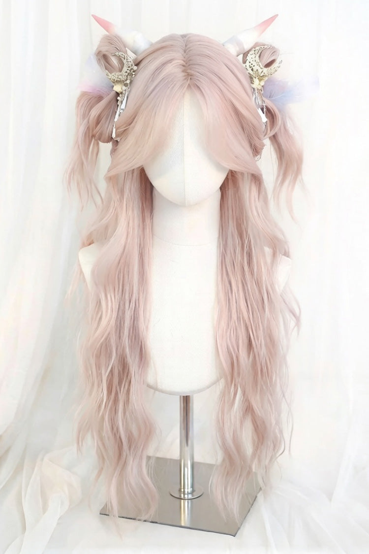 Eight Bangs Long Curly Wig in Pink Purple
