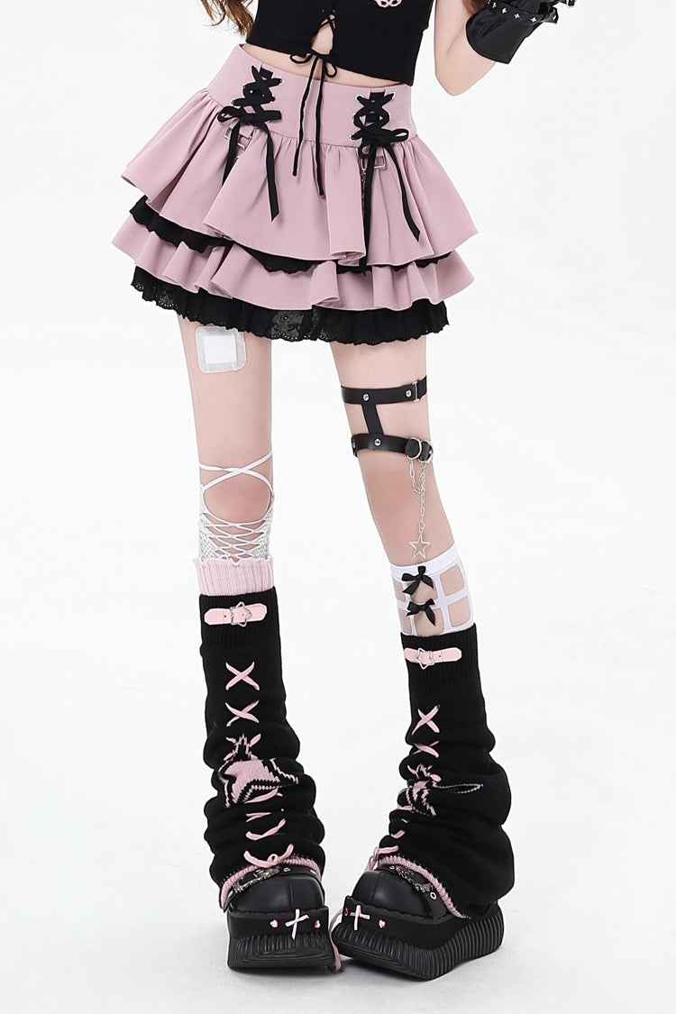 Rebellious Period Gothic Japanese Lolita Skirt with Double Ruffles