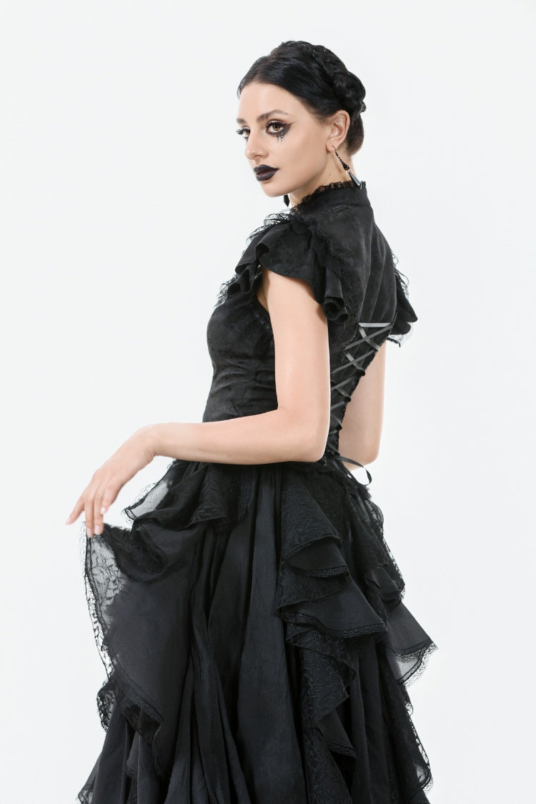 Victorian Corset Top with Lace-Up Front and Cutouts