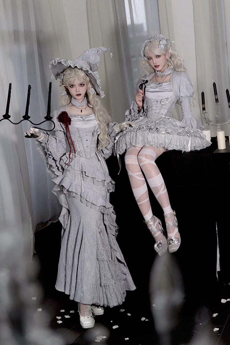 Gothic Witch Skirt with Multi-Layered Ruffle Lace