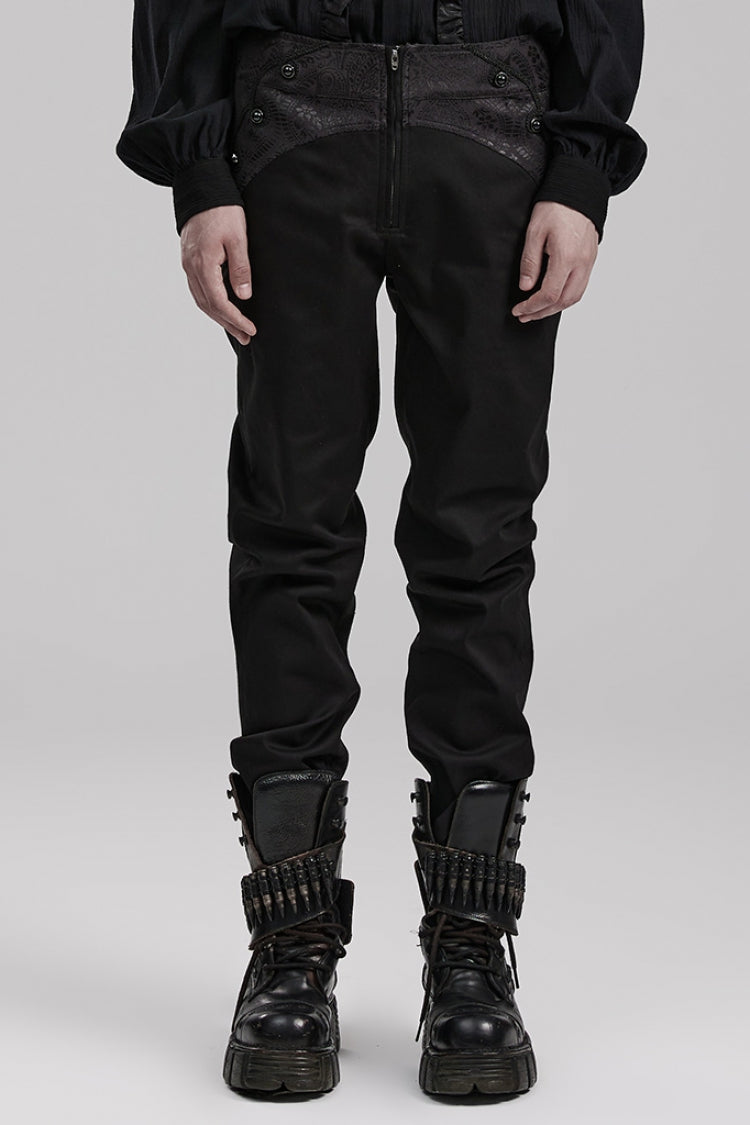 Slate Gothic Pants with Front Zip and Slim Fit