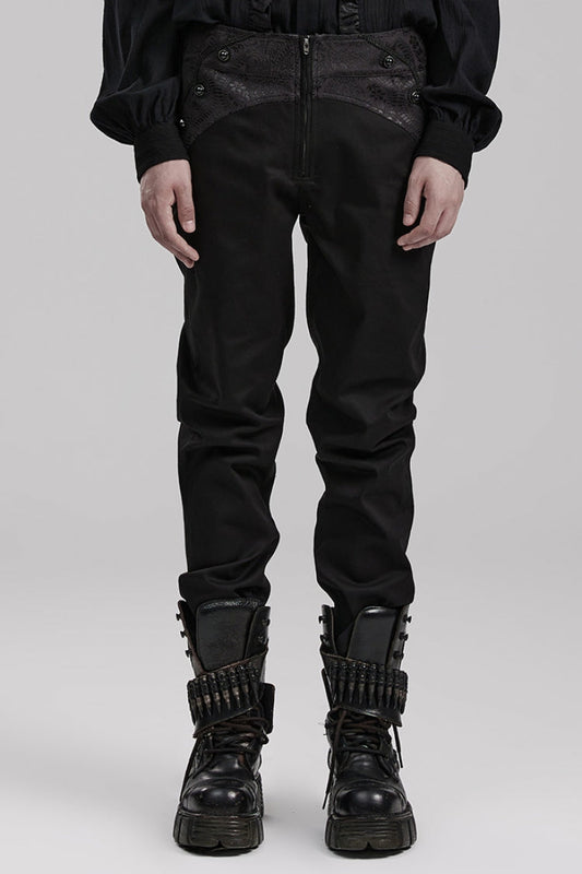 Slate Gothic Pants with Front Zip and Slim Fit