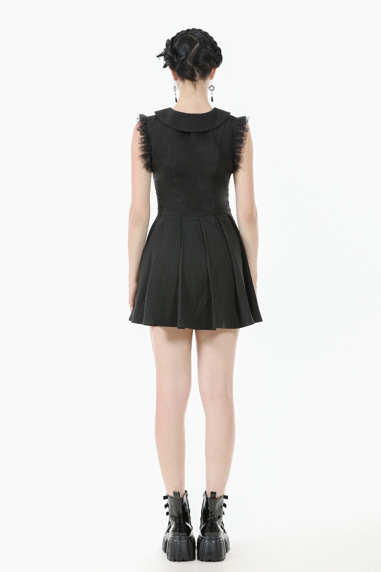 Peter Pan Collar Sleeveless Bowknot Pleated Gothic Graduation Dress