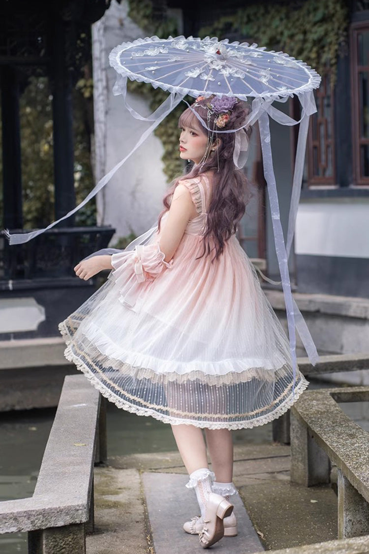Blush Sleeveless Embroidered Ruffle Chinese-Style Princess Sweet JSK Dress