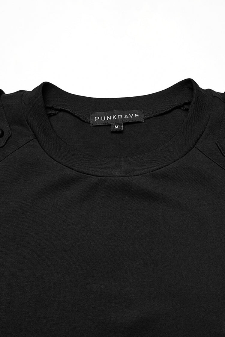 Coal Crewneck Long-Sleeve Cutout Mesh Punk Shirt for Men