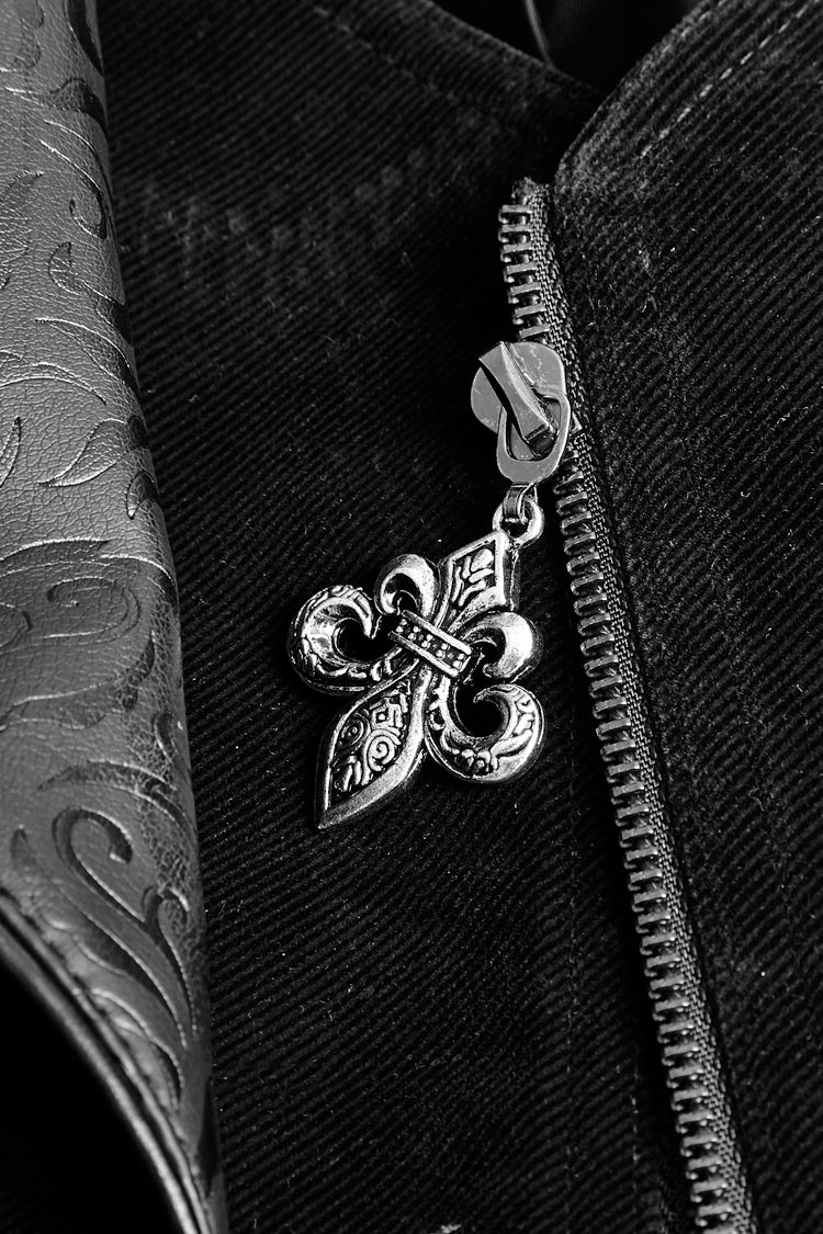 Void Steampunk Overcoat with Metal Buckles and Stand Collar