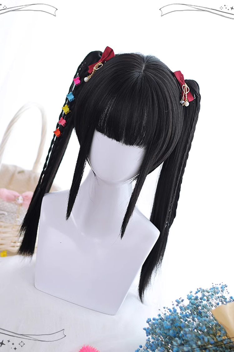 Classic Lolita Wig with Double Ponytails in Natural Black