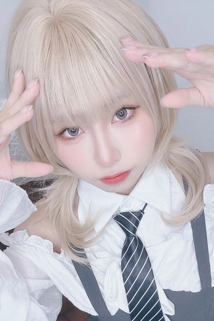 Flared Curls with Fine Fringe Sweet Lolita Hairpiece in Two Colors