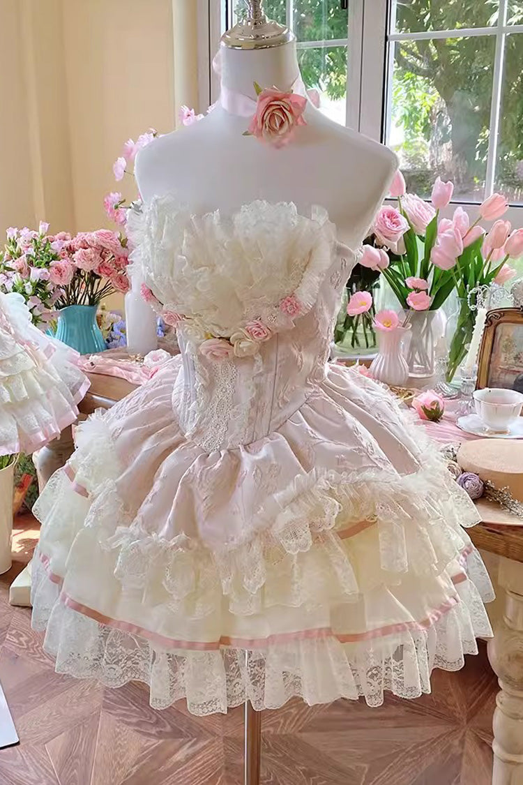 Rose Love Goddess Ruffle Lace Lolita Skirt Set