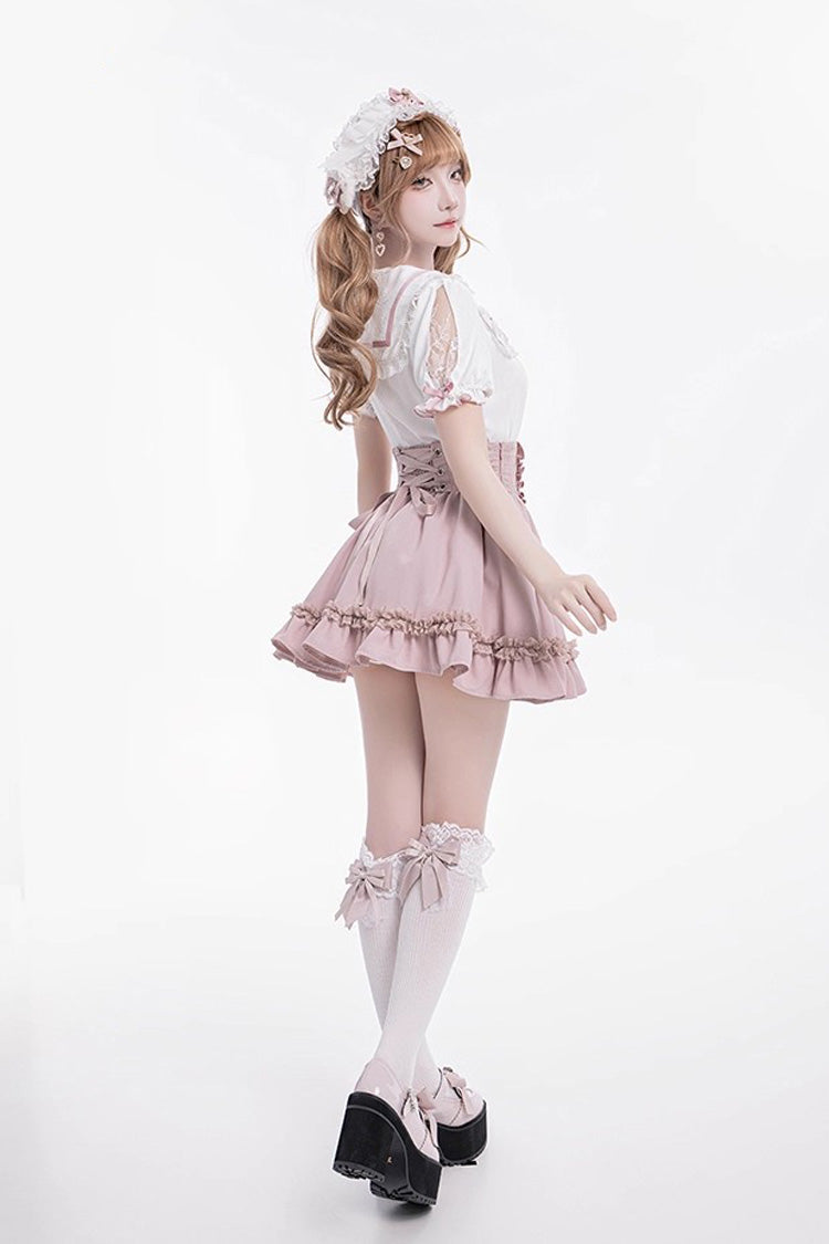 Sweet Ruffle Lace Lace-Up Japanese Jirai Kei Skirt 4 Colors