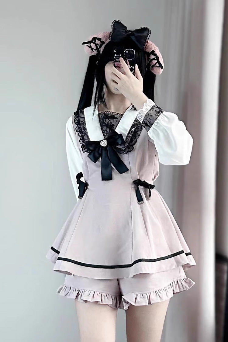 Sweet Bowknot Lace Long Sleeve Jirai Dress in Two Variants