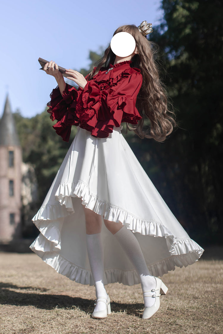 Ivory Ouji Skirt Pants with Ruffled Long Sleeves - Day and Night Song