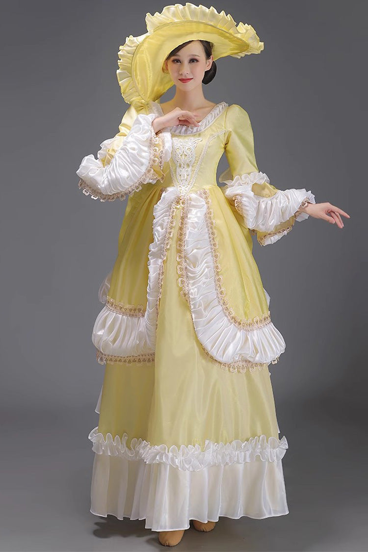 European Princess Dress with Multi-Layer Ruffles, Long Sleeves