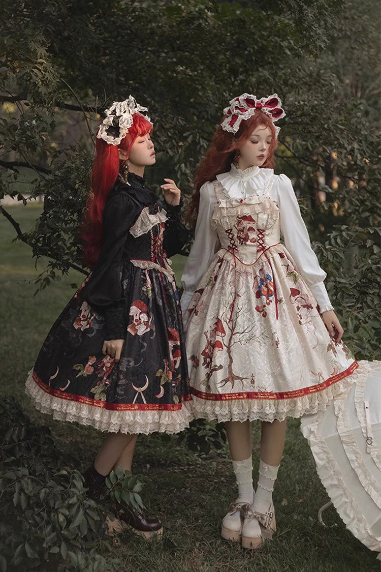 Cat Traveler Print Ruffle Vintage Elegant Sweet Lolita Jsk Dress