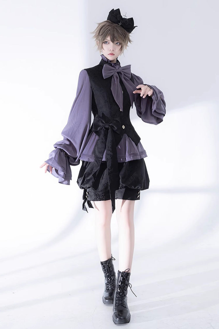 Violet Hunting Rabbits Bow-Trimmed Ouji Gothic Blouse