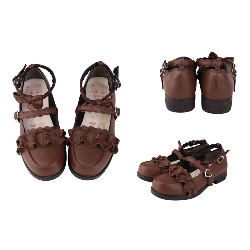 Ruffled Bowknot Mary Janes - Kawaii Lolita Shoes