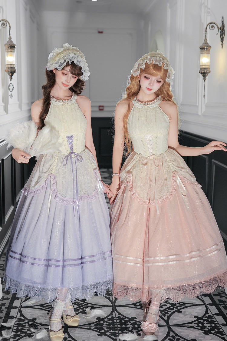 Halterneck Sleeveless Printed Lace Corset Lolita JSK Set