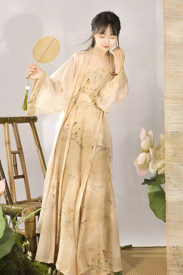 Ivory Song Dynasty High-Waist Printed Classic Chinese Hanfu Outfit