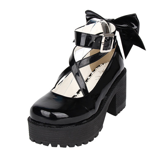Cute Bowknot Round-Toe High Heel Lolita Shoes