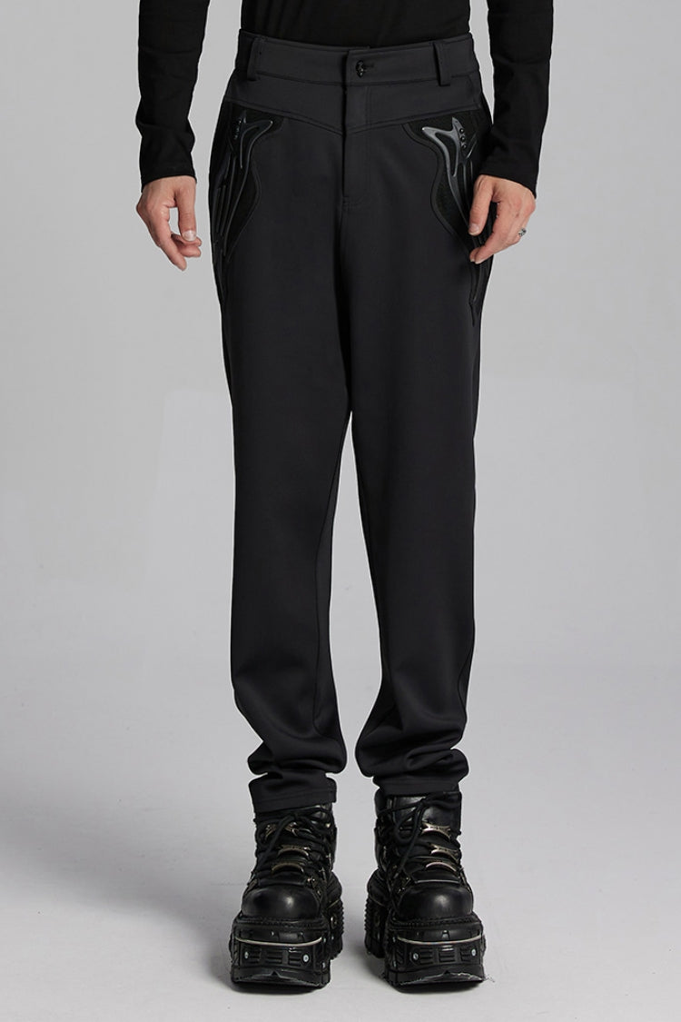 Raven Punk Trousers with Rivet Trims and Leather Panels