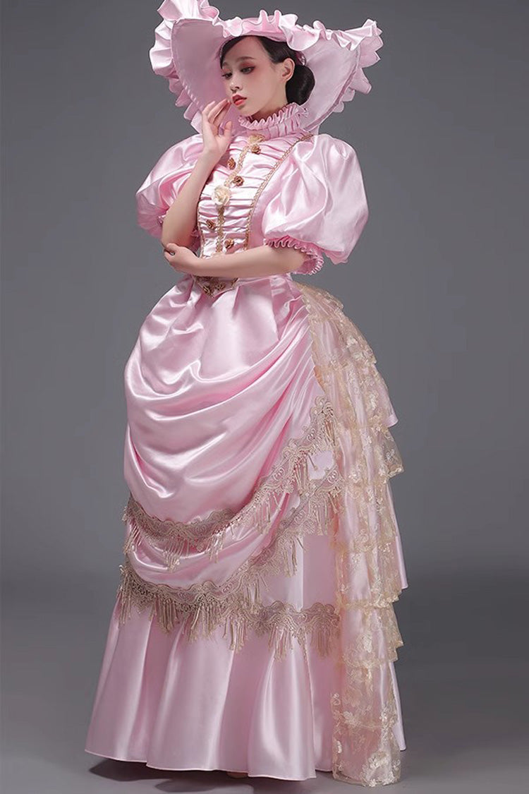 Victorian Princess Gown with Layered Ruffles, European Elegance