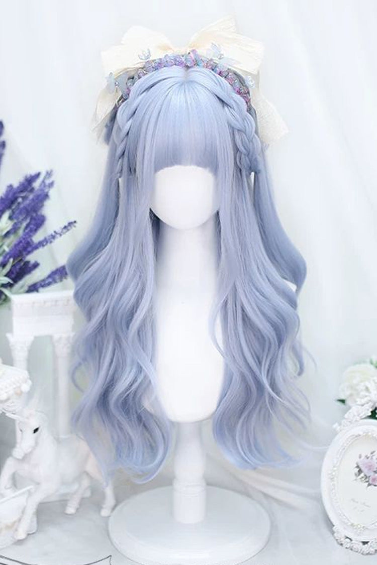 Sky Blue Sweet Lolita Gentle Curly Wig with Straight Bangs