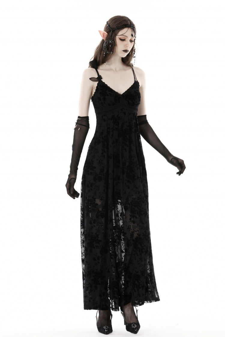 Sleeveless Lace Gothic Maxi Rose Slip Dress