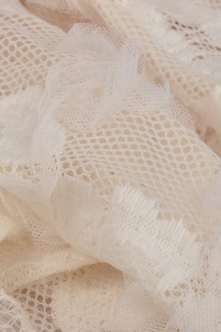 Beige Irregular Multi-Layer Ruffled Lace Steampunk Vintage Dress