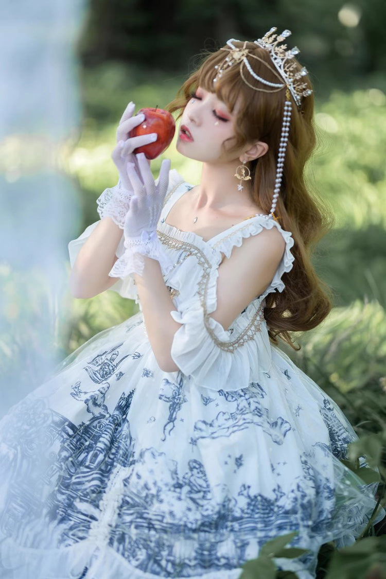 Ivory Gothic Princess JSK with Printed Bowknots - Castle Feast