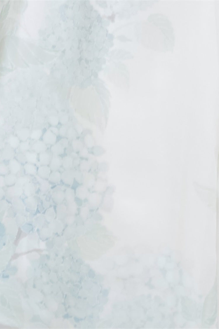 Ivory Print Ruffle Lace Chinese Elegant Short Dress