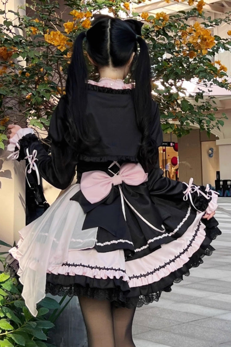 Gothic Lolita JSK Dress with Ruffle Bowknot Stitching