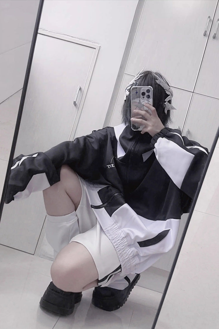 Charming Long Sleeve Printed Jirai Kei Sports Jacket 2 Colors