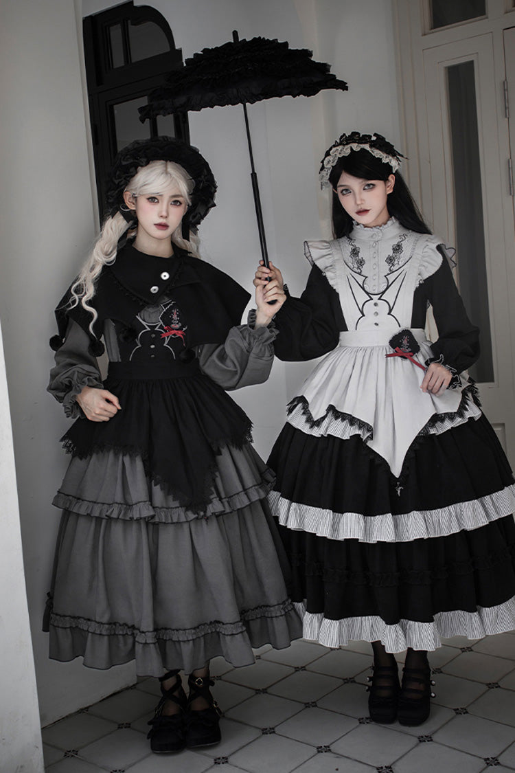 Castle Night Long Sleeved Ruffled Embroidered Gothic Lolita Dress