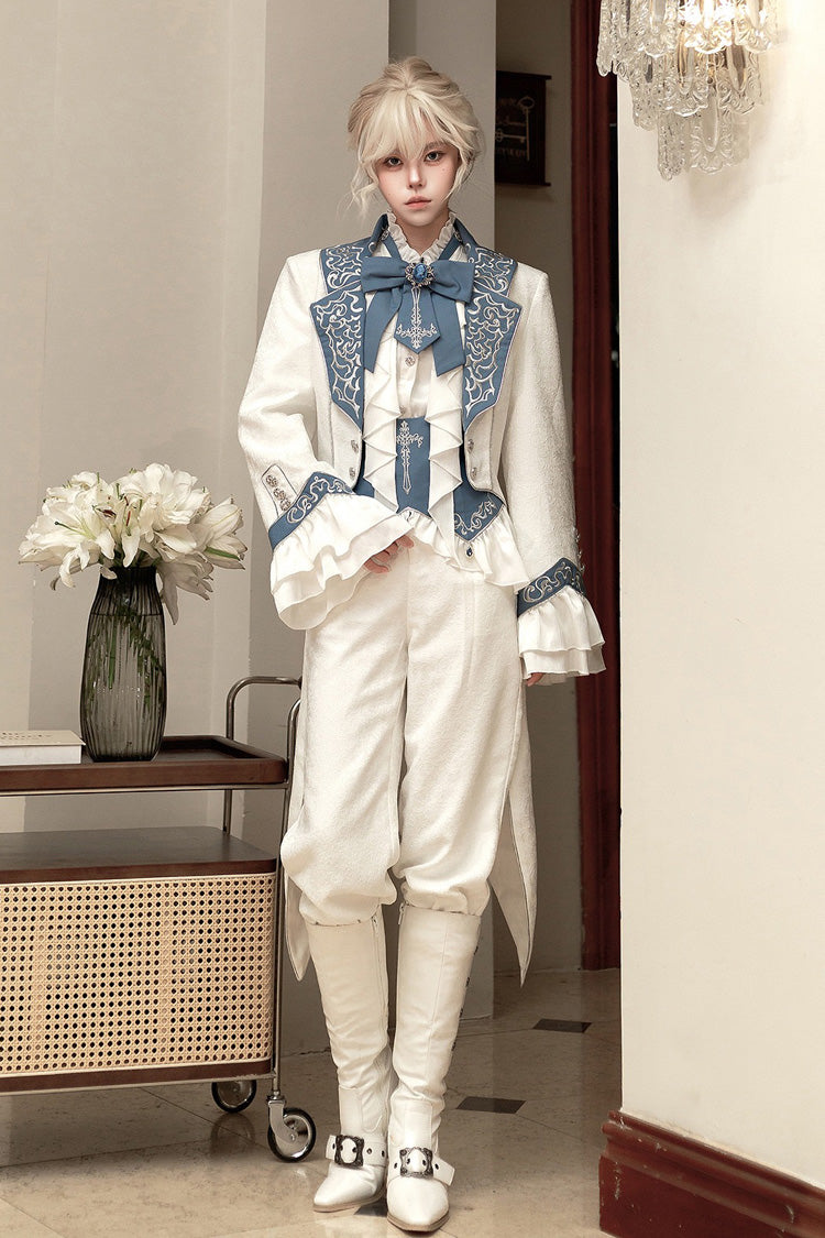 Ivory Moonlit Paladin Prince Ruffle Embroidery Bow Classic Ouji Set