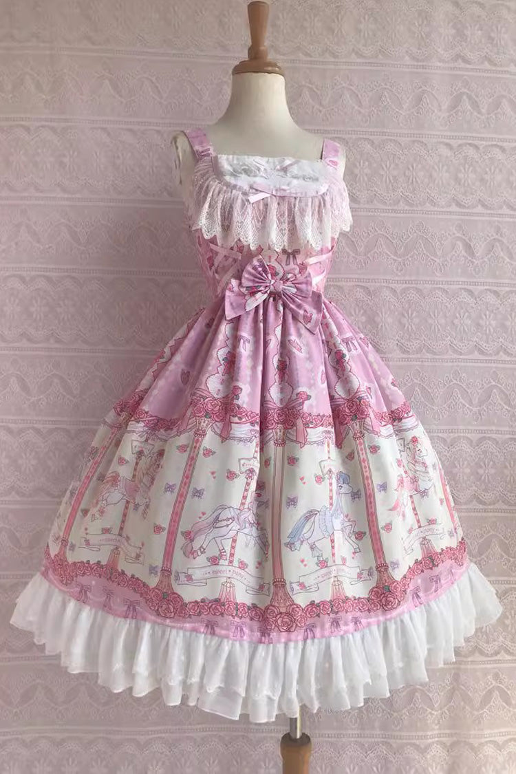Rose Trojan Print JSK Dress - Ruffle Bow, 3 Colors
