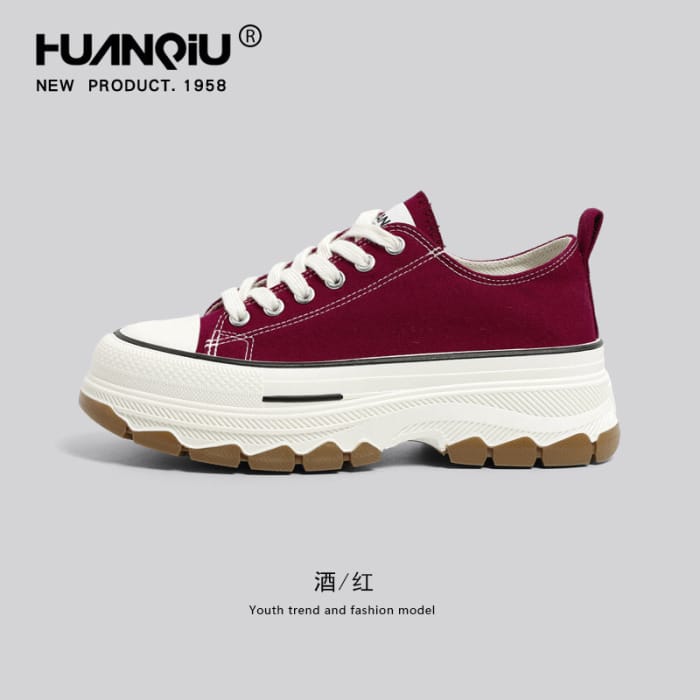 7 Colors Fashionable Sneakers - claret-red / 38