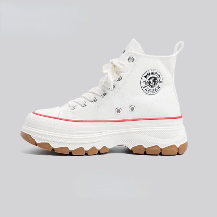 7 Colors Fashionable Sneakers - White high-top model / 35