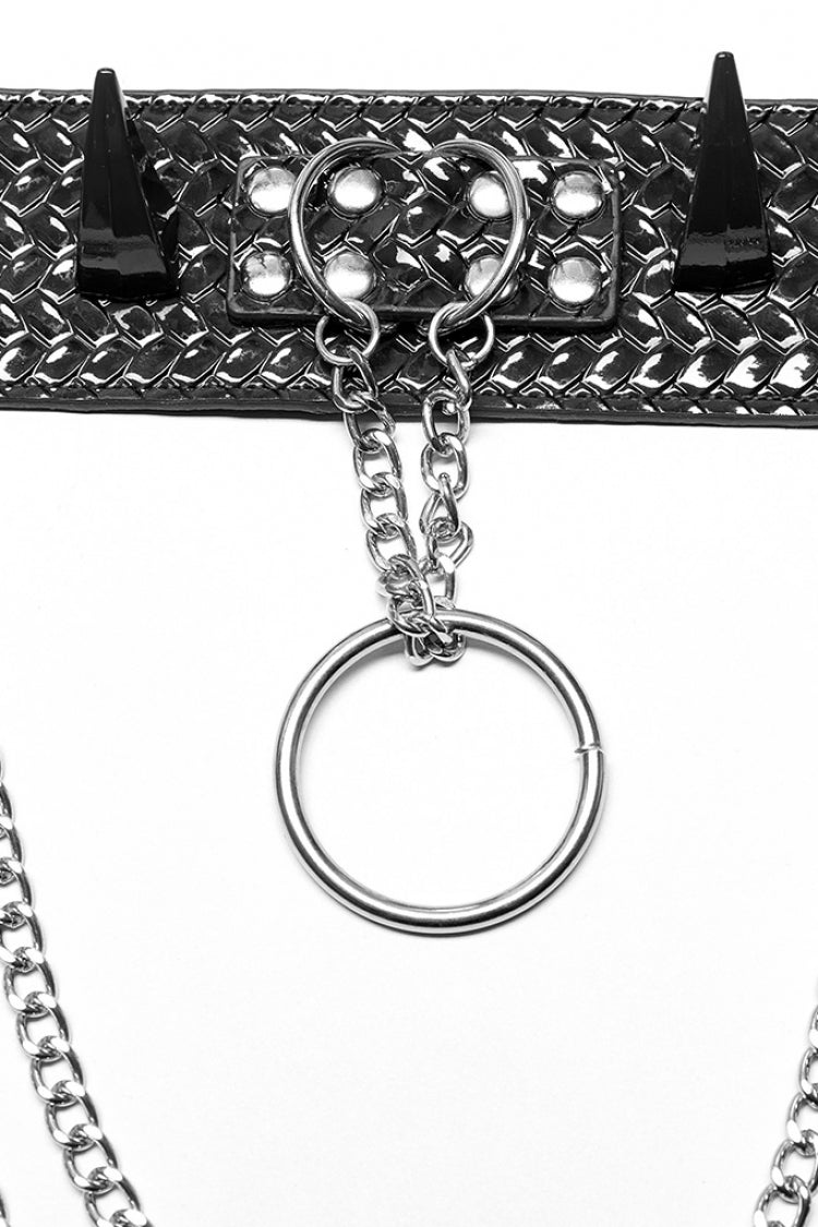 Reptile Texture Faux Leather Riveted Steampunk Choker