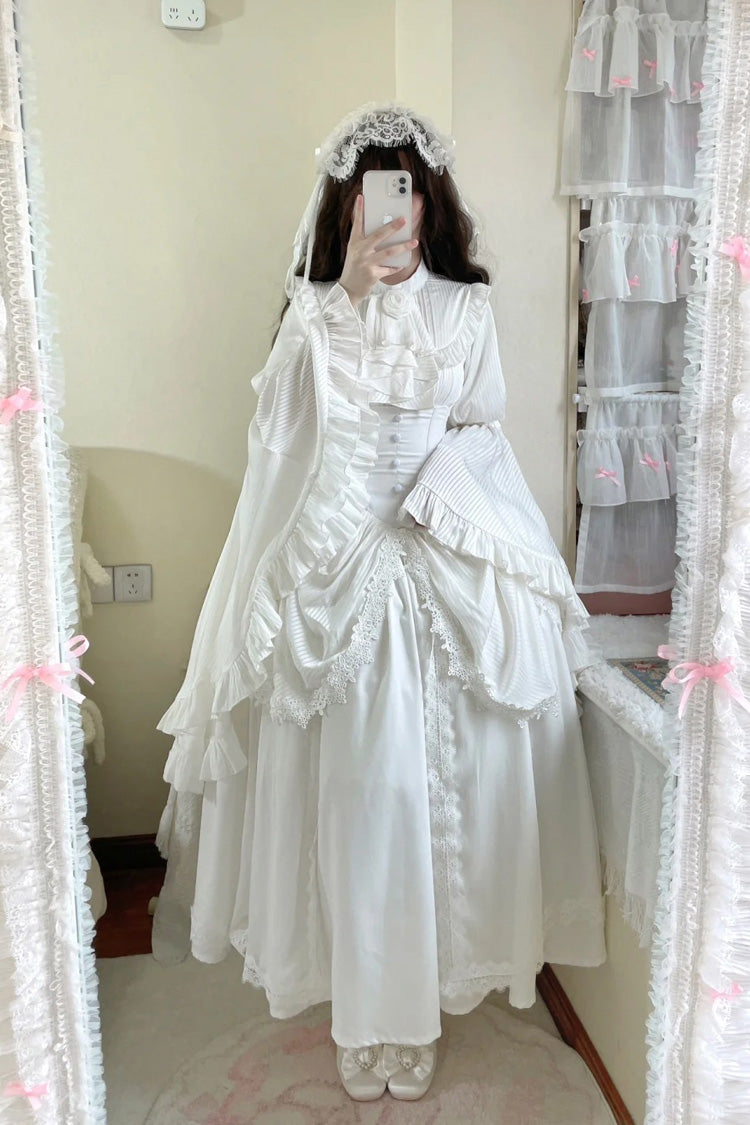 Ivory Long Hime Sleeve Gothic Skirt Set with Lace - Sleepwalking