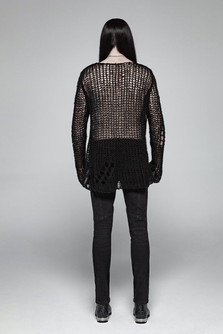 Steampunk Sweater for Men with Ripped Pullover Style