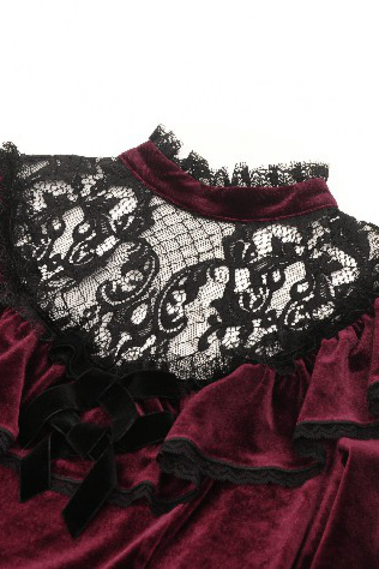 Scarlet Crochet Velvet Gothic Graduation Gown