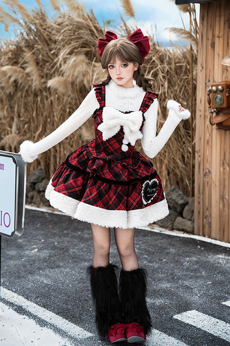 Letters Poems Snowy Night Serenade Triple-Layered Print Ruffle Bowknot Sweet Lolita Jsk Dress Set