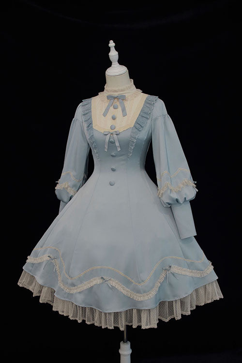 Alice Girl Andrea Ruffled OP Dress - Solid Bowknot Sweet Lolita