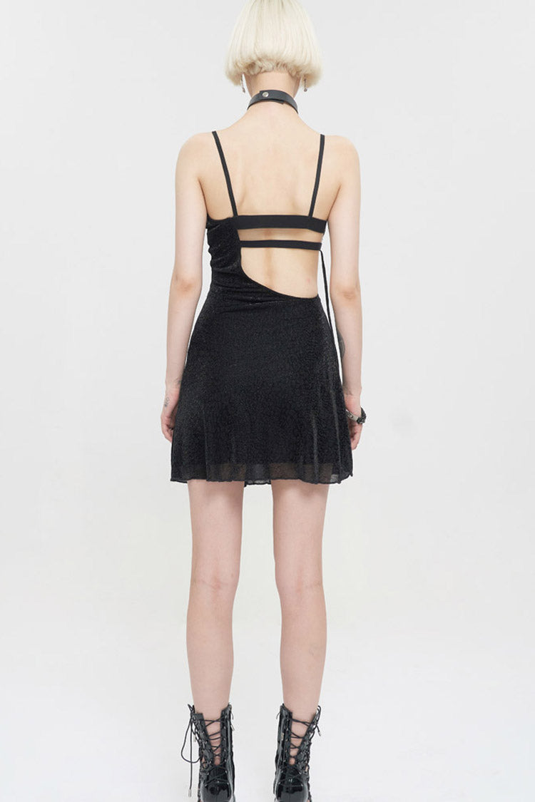Chest Cross Straps Suspenders Backless Punk Dress