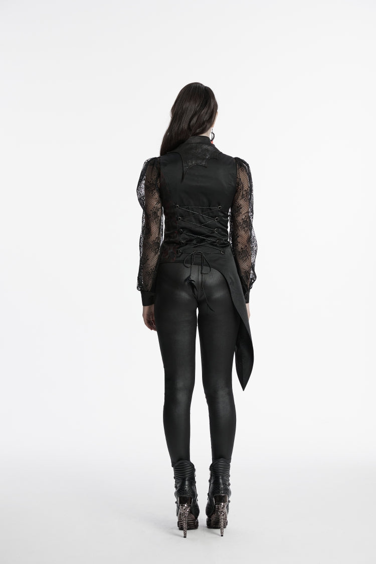 Embroidery Lace Asymmetric Gothic Sleeveless Vest